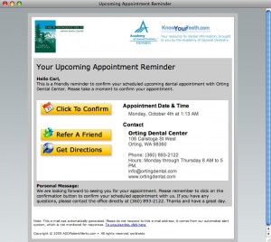 Example of email appointment reminder